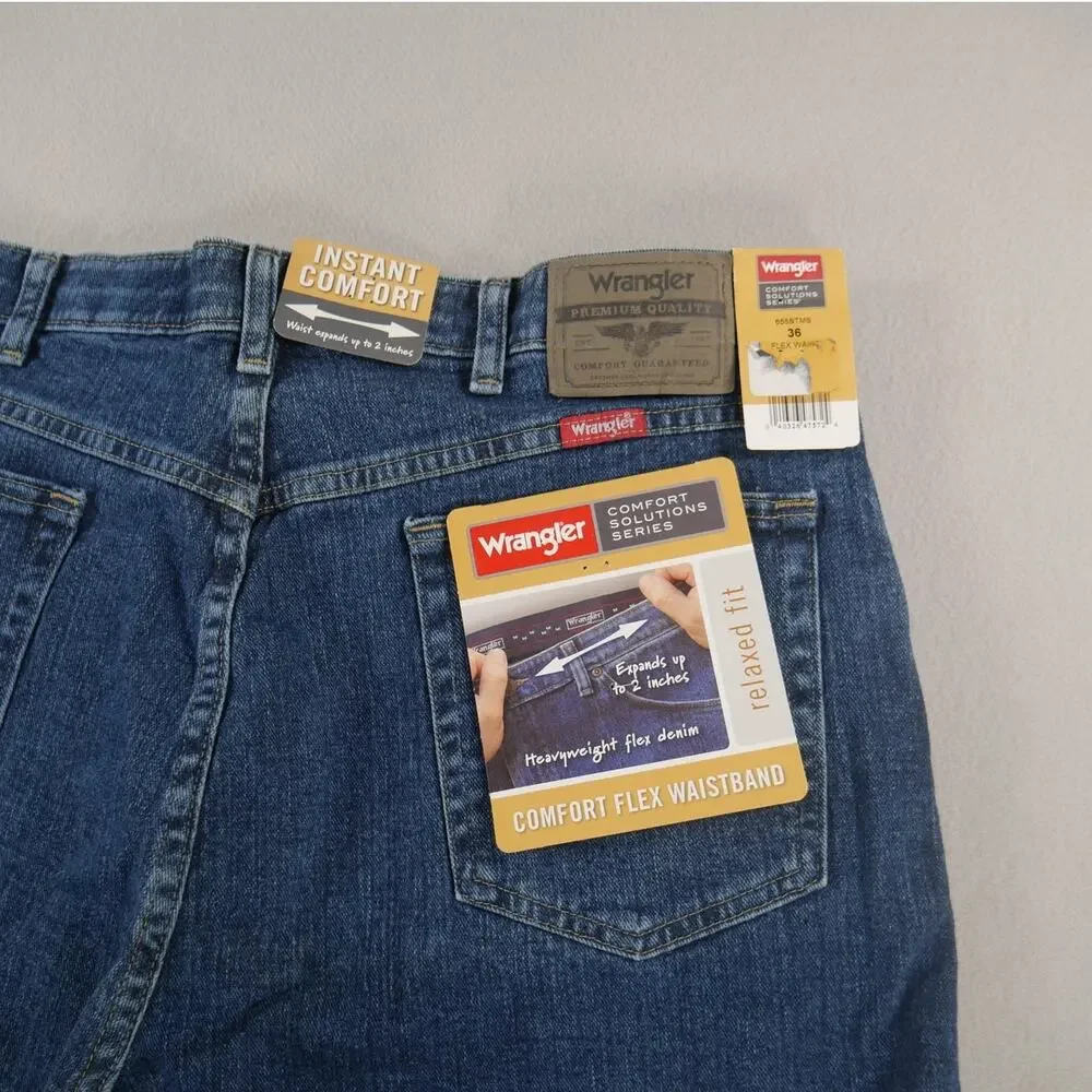 NWT Wrangler Blue Jorts Mens Size 36 Flex Waist Jeans Shorts Workwear